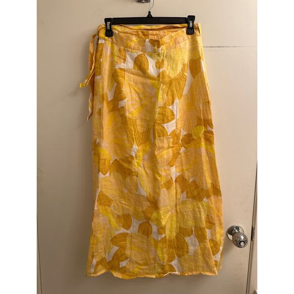 Faithfull The Brand Women Casitas Yellow Floral Wrap Skirt Vacation Resort S - Picture 5 of 7